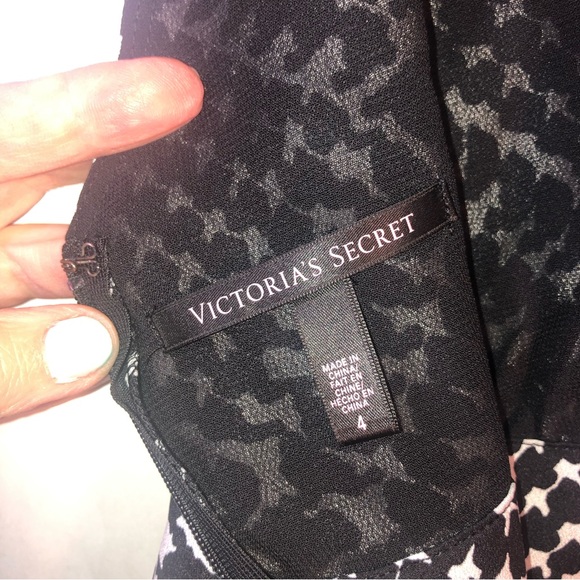 Victoria's Secret The Deep V Hounds Tooth Pleated Cocktail Dress Size 4 - Picture 14 of 14